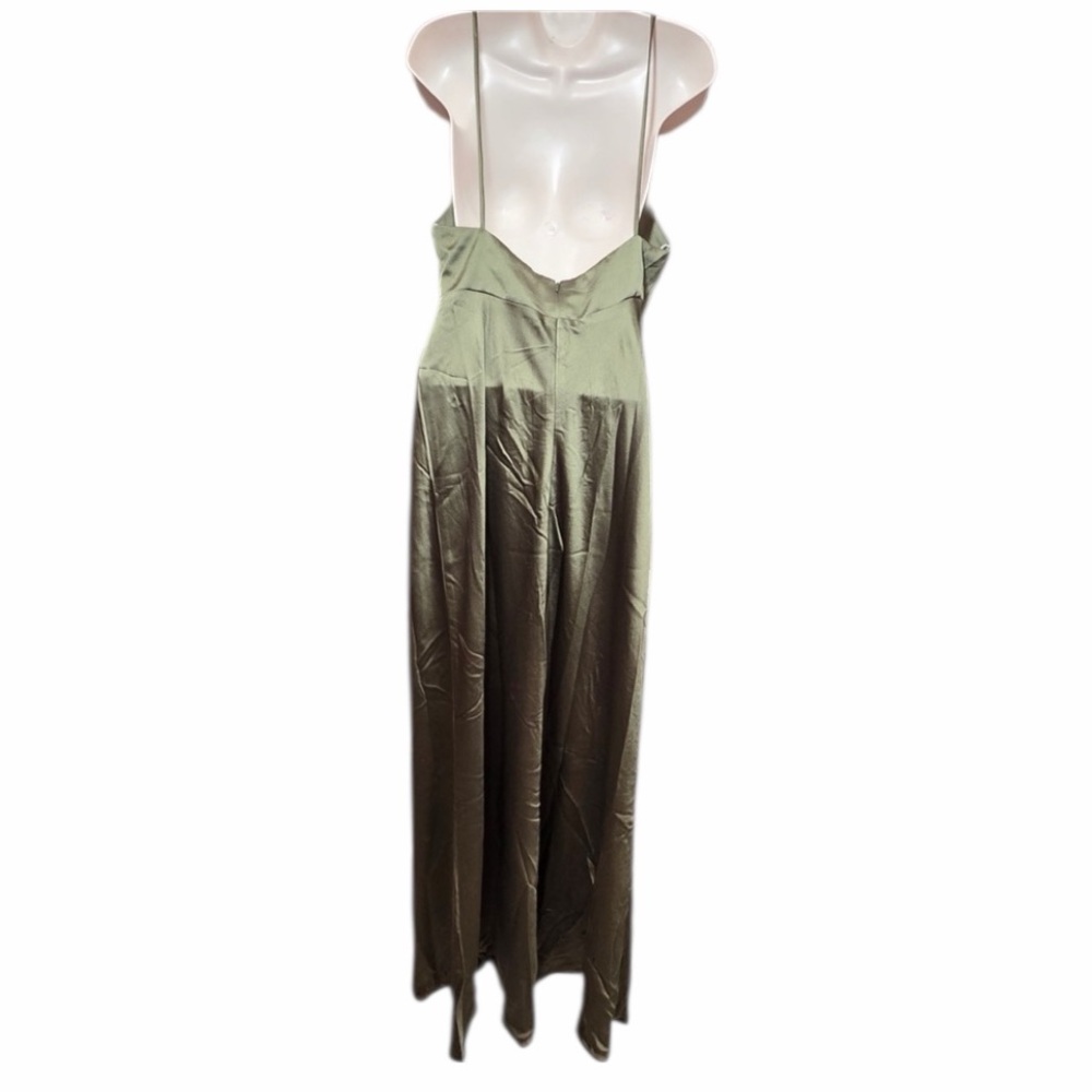 NWT JENNY YOO Eloise Luxe Satin Dress Olive Women’s Size 10 6411 - Picture 5 of 12